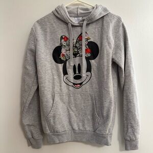 Disney Light Gray Minnie Mouse Embroidered Hoodie
